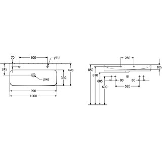 Villeroy & Boch 4168A1R7 Waschbecken Finion 4168A1 1000x470mm