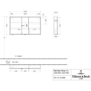 Villeroy & Boch A48113AF Aufputz-Spiegelschrank My View+