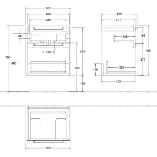 Villeroy & Boch A90810VM WTUS Subway 2.0 A90810 537x590x423mm