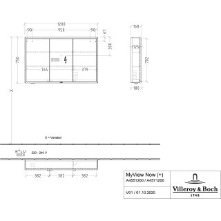 Villeroy & Boch B48112RK Aufputz-Spiegelschrank My View+