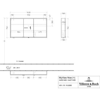 Villeroy & Boch B48114AF Aufputz-Spiegelschrank My View+