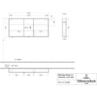 Villeroy & Boch B48116AH Aufputz-Spiegelschrank My View+