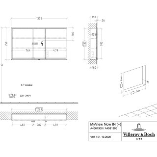 Villeroy & Boch B48213VL Einbau-Spiegelschrank My View+ B48213