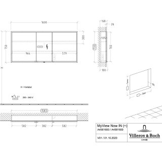 Villeroy & Boch B48216AH Einbau-Spiegelschrank My View+ B48216