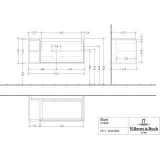 Villeroy & Boch C79000VR WaschbeckenUS Skyla C79000 972x436x