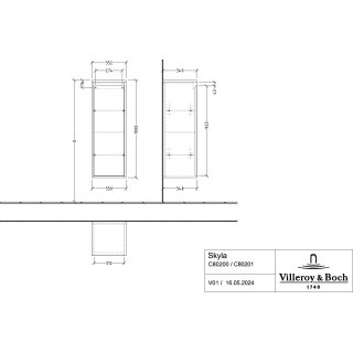 Villeroy & Boch C80200RK Seitenschrank Skyla C80200 350x1000x