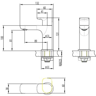Villeroy & Boch TVW104002000K5 Kaltwasserarmatur O.novo TVW104002000