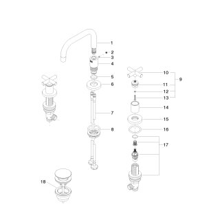 DORNBRACHT 20705892-42 WT-3-Lochbatt. mit Ablaufgarnitur