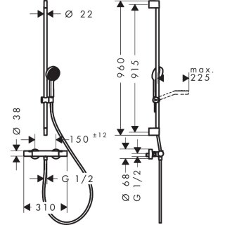 Hansgrohe 28086000 Activera Select S système de douche mural