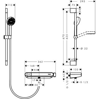 Hansgrohe 28087000 Ensemble de douche à poser Activera Select S