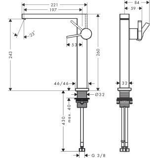 Hansgrohe 73072340 WTM 240 Tecturis E Fine CoolStart