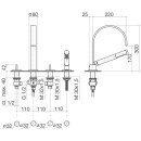 Dornbracht 27532782-06 Batterie de baignoire &agrave; quatre trous mem