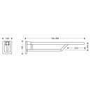 Barre appui pli HEWI Duo, mob, L 700, carr&eacute;, l 40 mm, H 30 mm, chrom&eacute;