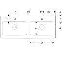 Geberit 124120600 iCon Doppelwaschtisch, 120x48,5cm