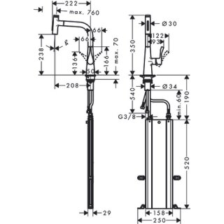 Hansgrohe M71 - Mitigeur d'évier M7120-H200 avec douchette