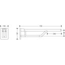 HEWI Duo folding support rail, length 700 mm, plastic, pure white, upper spar coloured ruby red