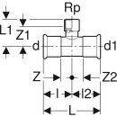 Geberit 21324 Mapress C-Stahl T-St&uuml;ck mit IG