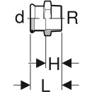 Geberit 34077 Mapress transition en acier inoxydable avec ag