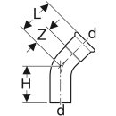 Geberit 32709  Mapress Edelstahl Bogen 45Gr d76,1