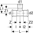 Geberit 31223 Mapress Edelstahl T-St&uuml;ck reduziert