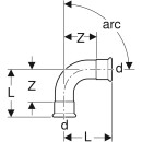 Geberit 34188 Mapress arc en acier inoxydable 90Gr d42 d42