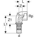 Geberit 607256005  Mepla &Uuml;bergangsbogen 90Gr mit IG