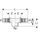 Geberit 608363005  Mepla T-St&uuml;ck mit IG Rg d75-Rp1-75
