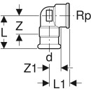 Geberit 63866  Mapress Kupfer &Uuml;bergangswinkel 90Gr