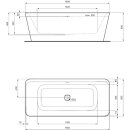 Ideal Standard E398101 Kf-Badewanne TONIC II, freistehend,