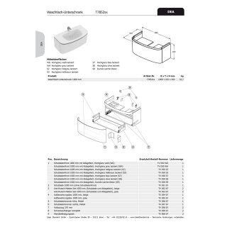 Ideal Standard tv050wh Façade de tiroir DEA,f.WT-US b:1000mm,