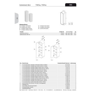 IDEAL STANDARD TV081WH Tür für Halbhochschrank DEA,