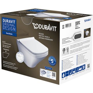 DURAVIT 45510900A11 Wand-WC Set DuraStyle Weiß, rimless