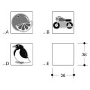 HEWI pictogram sheet 25 motifs, Animals series, 36x36 mm