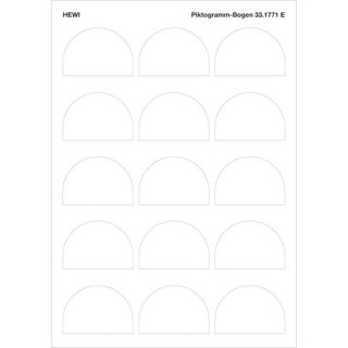 HEWI pictogram sheet 25 motifs self-adh blank, width 60 mm, height 41 mm