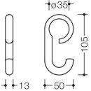 HEWI Hook, Series 477, sliding on rod diameter 33 mm pure white