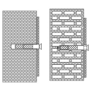 HEWI fix mat supp han/seat 802 3 fix pts Solid/perforated brick, hollow block