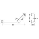 HEWI angled handle, 135 degrees, diameter 32, left, chrome