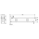 Barre appui pli HEWI Duo (A), L 700 mm, chrom&eacute;