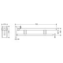 Barre appui pli HEWI Duo (A), L 750 mm, chrom&eacute;