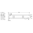Barre appui pli HEWI Duo (A), p-p, L 700 mm, bross&eacute;