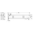 Barre appui pli HEWI Duo (A), p-p, L 750 mm, bross&eacute;