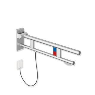 HEWI Folding support rail Duo (A), right, paper roll holder, 850, WC- Flush/function button (E version), ground