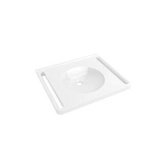 HEWI washbasin, splashback, round bowl, 650x550 mm, without tap hole