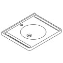 Lavabo HEWI, bord d&eacute;flecteur, creux rond, 650x550 mm, 1 trou robinet