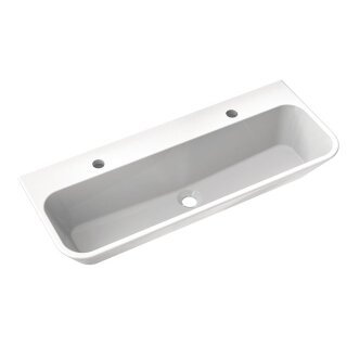 HEWI twin washbasin/washing trough, W900mm, D350 mm 2 tap holes alpine white