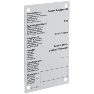 Geberit 240289001  Hinweisschild zu Rohrschott90