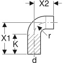 Geberit 363051161 PE Bogen 88,5Gr mit langem Schenkel