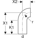 Geberit 366055161 PE Bogen 90Gr mit langem Schenkel