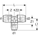 Geberit 652311001 PushFit T-St&uuml;ck reduziert PVDF