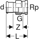 Geberit 65481  Mapress Kupfer &Uuml;bergangsverschraubung